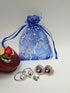 100pcs Sheer Organza Favor Bags for Wedding Baby Shower - Rattan Print Gift Bags, Drawstring Pouches (4x6 inch, blue)