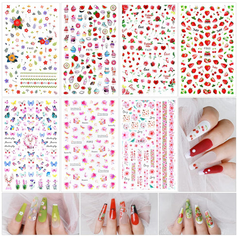 Teenitor Nail Art Decoration - 12 Sheets Nail Art Stickers, Butterfly Nail Foil Stickers, and Rhinestones