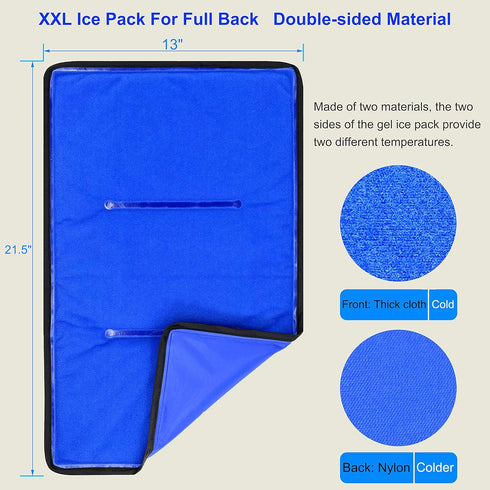 Koo-Care Extra Extra Large Gel Ice Pack for Injuries, Reusable Flexible Cold Therapy Compress for Full Back, XXL
