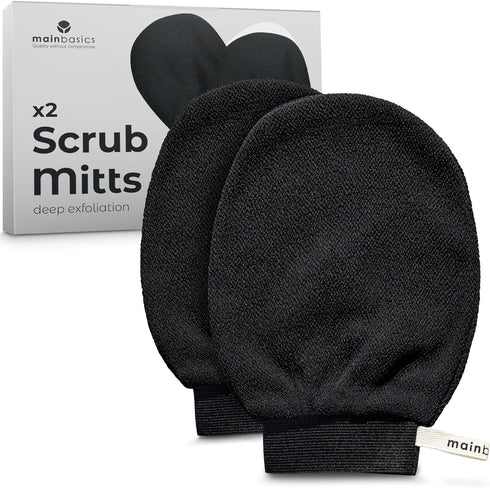 MainBasics Korean Exfoliating Mitts - Deep Body Scrubber Exfoliator Gloves for Dead Skin, Set of 2