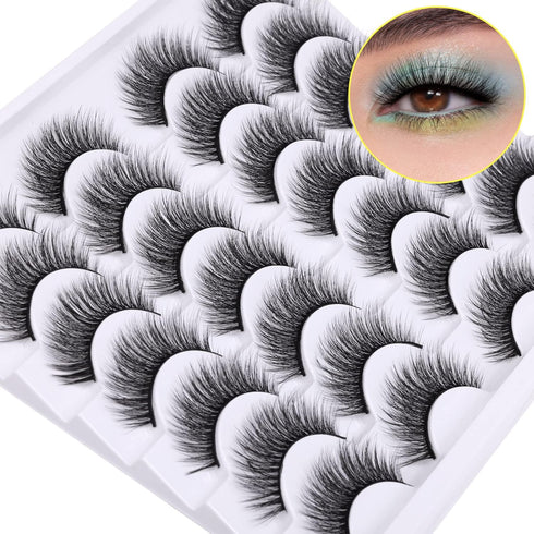 Newcally Lashes, 14 Pairs Pack of False Eyelashes, Natural Wispy Light Volume Faux Mink