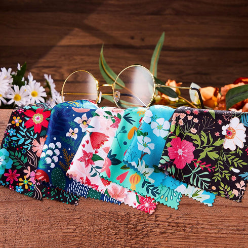 Weewooday 18 Pack 6 6 Inches(Floral) Glasses Cleaning Cloth Cute Llama Cactus Design Microfiber Cleaning Cloths