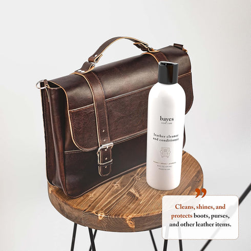 Bayes Premium High Performance Non Toxic Leather Upholstery Cleaner and Conditioner, 16 oz, Prevents Drying and Cracking