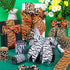5 Rolls Jungle Animal Wired Ribbons 2.5 Inch for Safari Party Decorations, Burlap Wrapping, DIY Craft