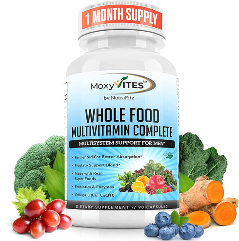 Mens Multivitamins - Daily Vegan Vitamins for Men with Iron, Probiotics, B-Complex, 44 Organic Whole Food