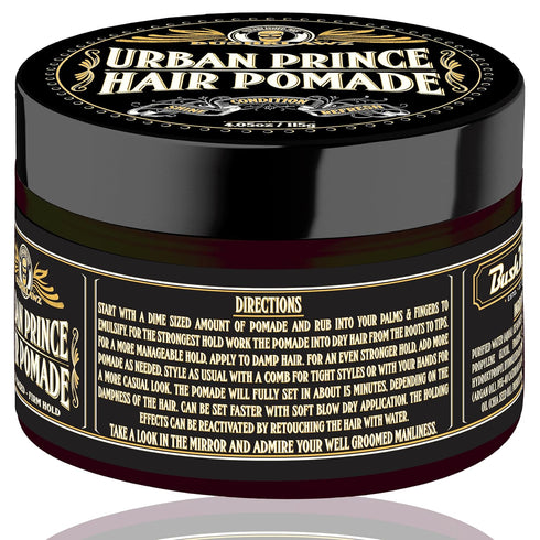 Urban Prince Hair Pomade, Water Based Firm Strong Hold Gel for Tight Styles, Men's Styling Product 115g / 4.05oz
