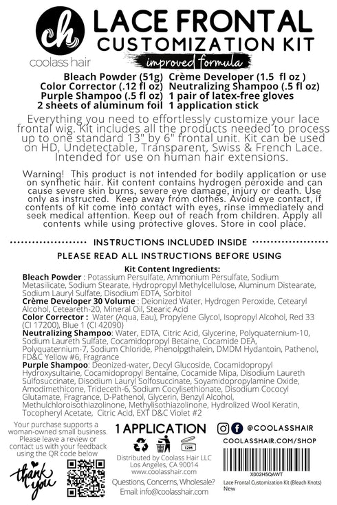 Lace Frontal Customization Kit for Bleaching Knots