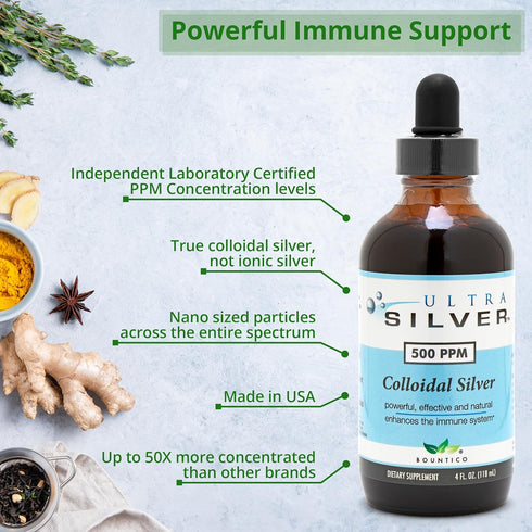 Ultra Silver Colloidal Silver, 500 PPM Fine Mist Spray, 4 Ounce