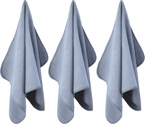 POLYTE Premium Microfiber Kitchen Dish Hand Towel Waffle Weave 12 Pack (16x28 in, Gray)