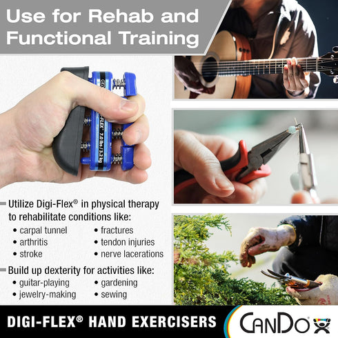 CanDo Digi-Flex Hand and Finger Exerciser, Black-X-Heavy, for Dexterity and Strength