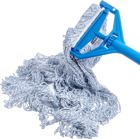 SPARTA Flo-Pac Mop Head, Loop-Ended, Large, Narrow Band with 1/2" Blue Band for Organized Cleaning