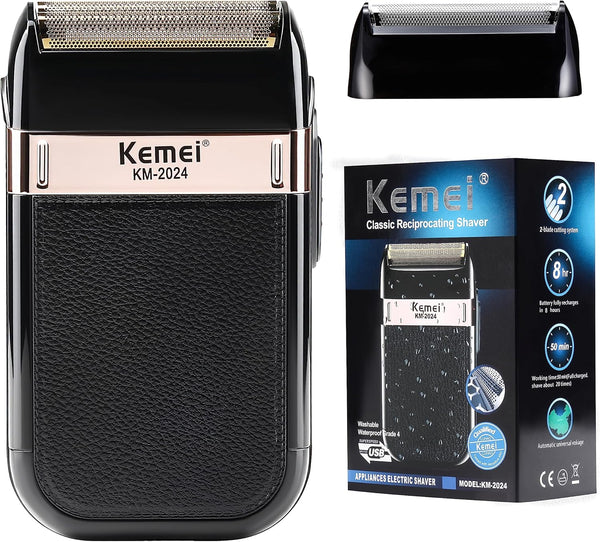 KEMEI Waterproof Foil Shaver for Men, Cordless Electric Rechargeable Razor, Washable Grooming Trimmer Razor