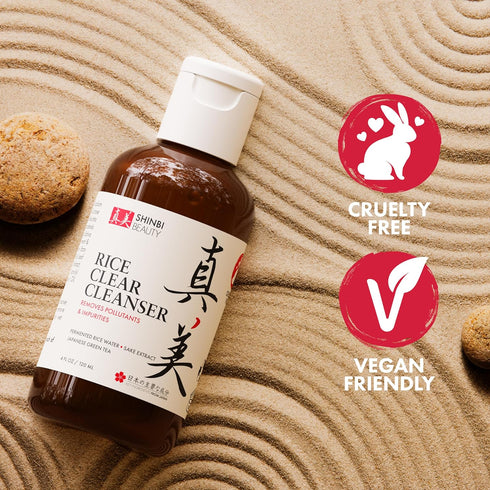 Japanese Face Wash Skincare Products, Rice Water Green Tea Cleanser, 99% Naturally Derived, 4oz