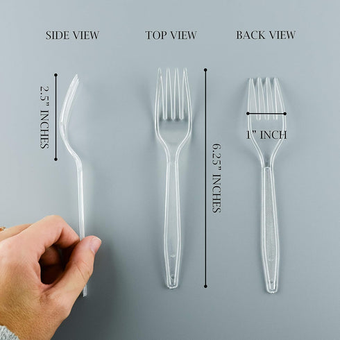 Plasticpro Clear Plastic Forks Disposable Cutlery Utensils, 50 Count