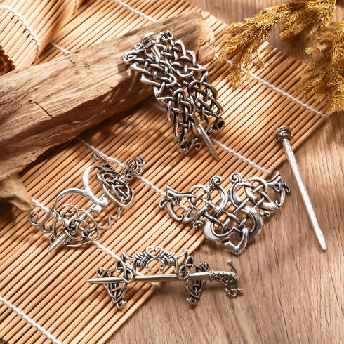 Syhood 6 Pieces Vintage Silver Celtic Hair Slide Hairpin – Celtic Knot Hair Stick Clips – Creative Barrette Accessories