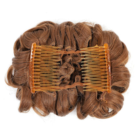 SWACC Short Messy Curly Dish Hair Bun Extension Easy Stretch Hair Combs Clip in Ponytail Extension Scrunchie Chignon