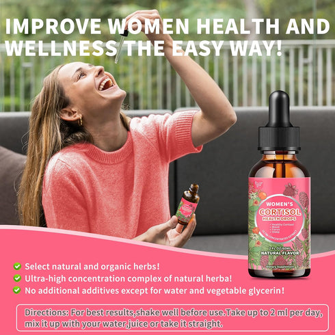 Hudetex Flavor,2 Oz Cortisol Supplements for Women Liquid Drops,Cortisol Manager