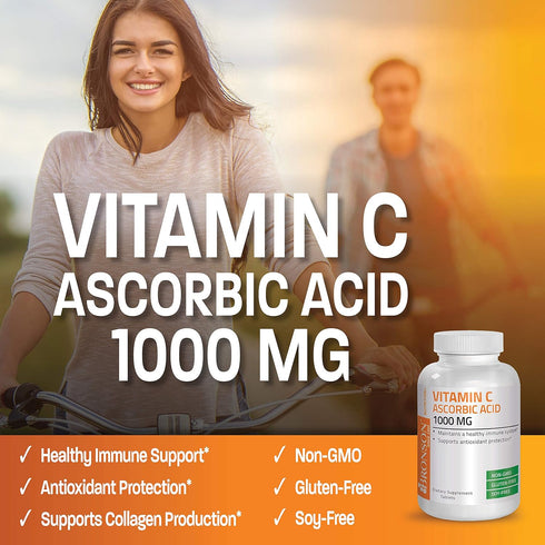 Vitamin C 1000 mg Premium Non-GMO Ascorbic Acid, 100 Tablets - Supports Immune System and Antioxidant Protection