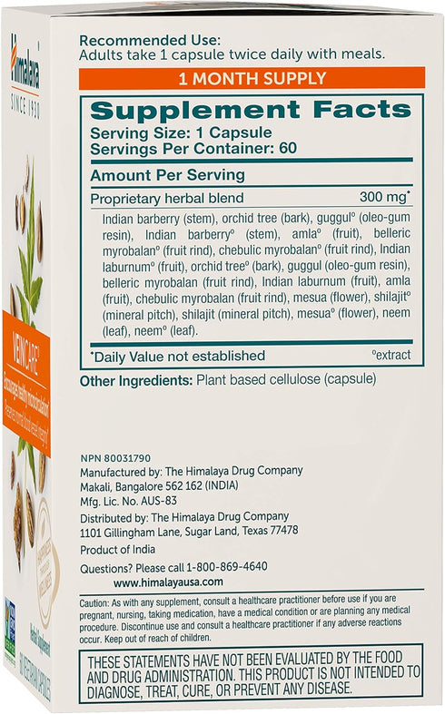 Himalaya VeinCare, 30 Day Supply, Herbal Vein Support Supplements, 60 Capsules
