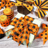 Christmas Burlap Ribbon, 3 Rolls Orange and Black Plaid, 2.5 Inch x 15 Yards for DIY Crafts, Party Decoration