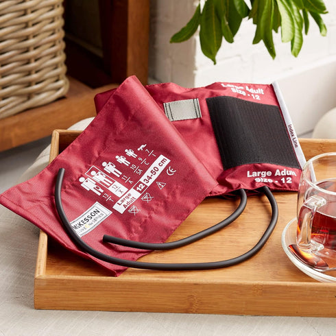 McKesson LUMEON Nylon Blood Pressure Cuff - Burgundy, Adult Medium, 34 cm to 50 cm, 1 Count