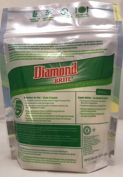 Melaleuca EcoSense Diamond Brite Automatic Dish Washer Detergent Packs 8.5oz — 20 Convenient Single–Use Packs