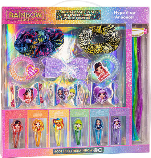 Rainbow High Townley Girl Hair Accessories Set - Gift for Kids Teens Girls (15 Pcs) Including Hair Bow, Extensions,