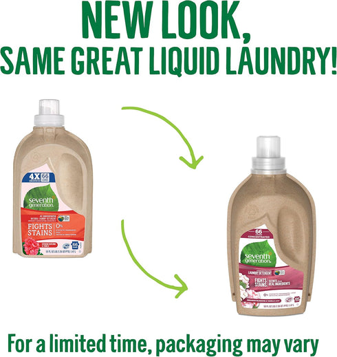 Seventh Generation Concentrated Liquid Laundry Detergent, Geranium Blossoms and Vanilla, 66 Loads, 50 oz