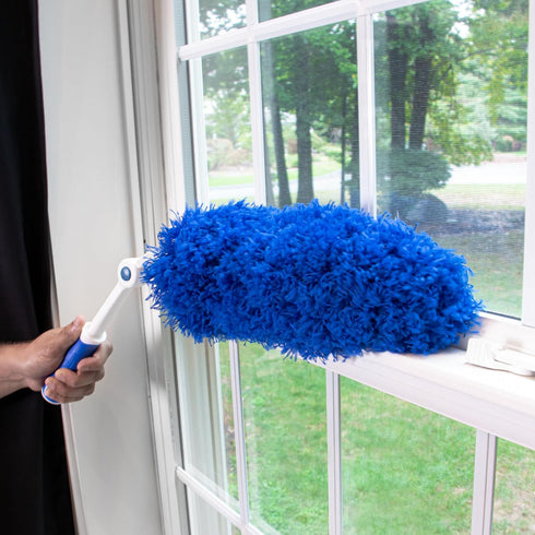 Unger Connect and Clean Microfiber Duster with Pivoting Handle, Compatible with Telescopic Poles for Cleaning