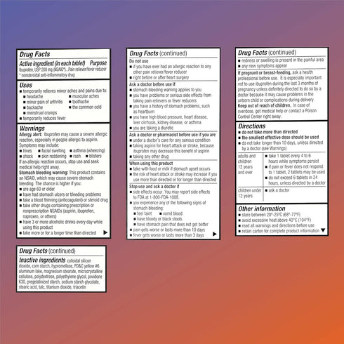 Quality Choice Ibuprofen Tablets, 200 mg, Pain Reliever and Fever Reducer, 100 Count