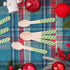 mifengda 120Pcs Christmas Disposable Wooden Spoons Green Stripe Wooden Spoons Striped Tasting Spoons Christmas Candy