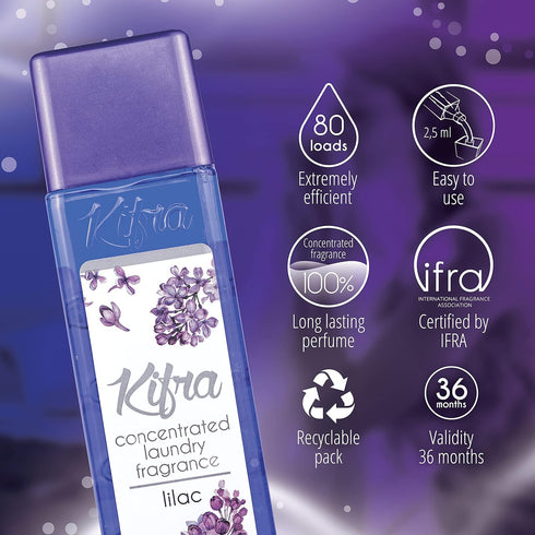 KIFRA Lilac Concentrated Laundry Fragrance 6.76 Fl Oz 200ml - 80 Washing Cycles.
