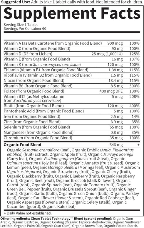 Garden of Life Organics Multivitamin for Women - Once Daily Multi, 60 Tablets, Vegan Organic Vitamin