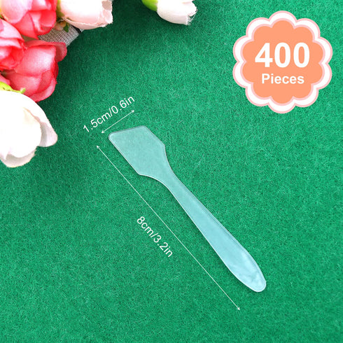 Mini Disposable Plastic Cosmetic Spatulas - SumDirect 400 Pcs Frosted Clear Skincare Makeup Mask Spatula