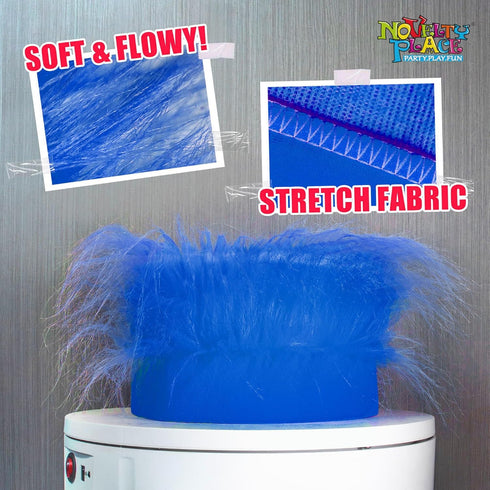 Novelty Place Blue Hairy Costume Headband, Fun Fuzzy Crazy Hair Wig for Sports Parties, Costume, Cosplay, Halloween