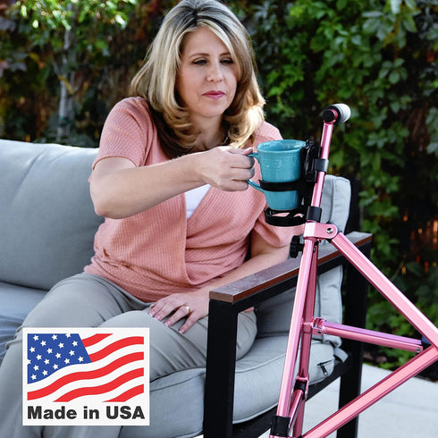 Mobility Cup Holder for Adults, Portable Drink Holder for Wheelchair, Adjustable & Foldable Cup Carrier