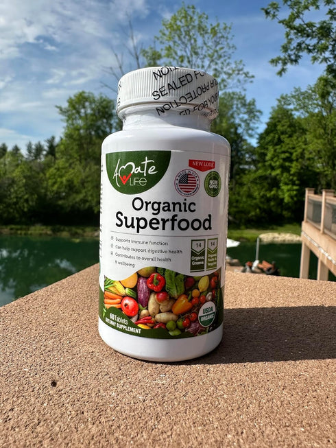 Organic Superfood Greens Fruits and Veggies Complex - Dietary Supplement with 14 Greens & 14 Fruits, Non-GMO