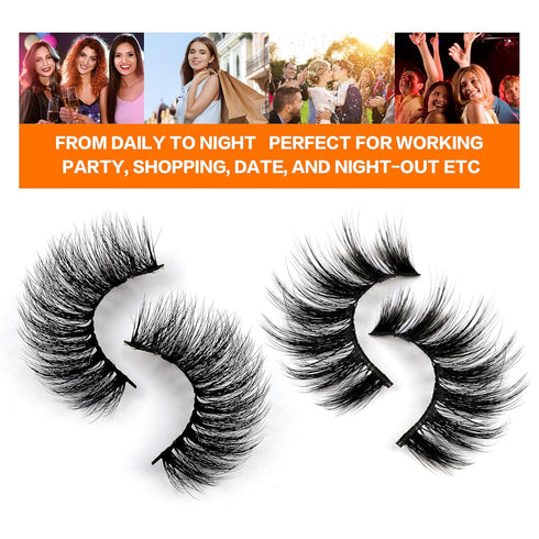 JIMIRE 20 Pairs False Eyelashes, 2 Styles Mixed Fluffy Eyelashes Natural Volume Wispy Faux Mink Lashes Pack