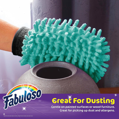 Fabuloso Microfiber Cleaning Mitt, 3 Pack, Teal, Lint-Free, Scratch-Free Cleaning Glove for Surfaces