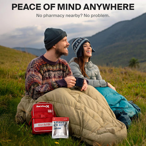 Pack Over-the-Counter Packets SurviveX Travel Medicine Kit - Compact TSA-Approved Medication for Travel, Camping