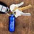 Blue Pill Case Keychain - Waterproof Metal Travel Container for Medicine Storage, Small Organizer Bottle