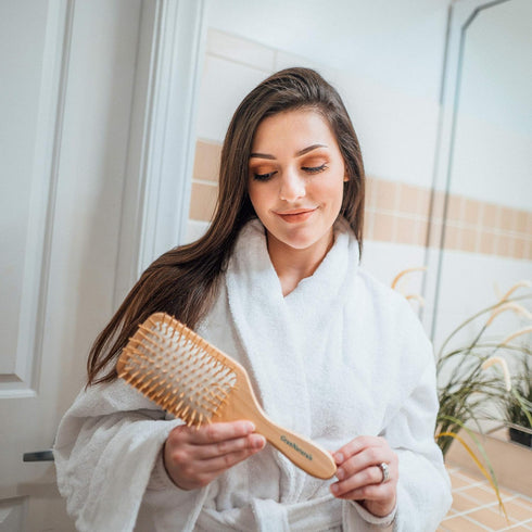 Wooden Bristle Paddle Hair Brush - 10.25" Length, 3.5" Width - Eco Friendly Wood Handle