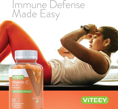 Vitamin C Gummies for Adults & Teens - Immune Support Gummies, Vegan, Gelatin Free, Gluten Free, Tasty Orange Flavored