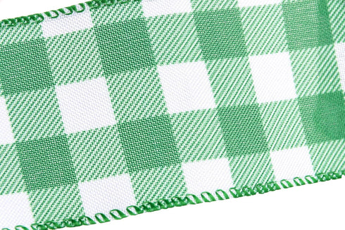 ATRBB Green and White Buffalo Plaid Ribbon, 10 Yards by 2.5 Inches for St Patrick's Day Decoration and Craft Bows