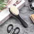 Shappy 2 Pieces Barber Fade Brush and Neck Duster Cleaning Grooming Tool with Wooden Handle (Black)
