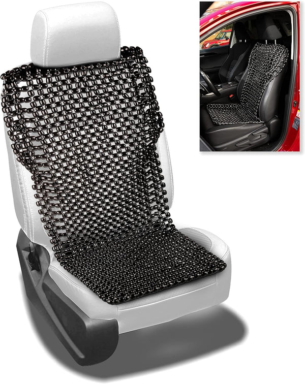 Zento Deals Bead Seat Cover Black Royal Wood Massage Cool Premium Comfort