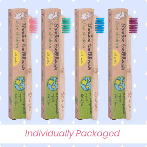 Lingito Natural Bamboo Toothbrushes - BPA Free Soft Bristles, Nature-Friendly, Organic & Vegan Toothbrush Pack