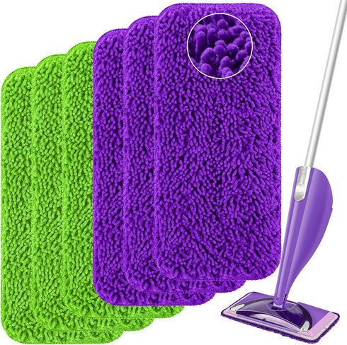 Aifacay Reusable Mop Pads, 6 Pack - Compatible with Swiffer Wet Jet Mop, Wet & Dry Use Replacement Pads