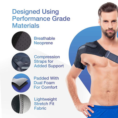 Sports Laboratory Shoulder Brace for Men and Women, Shoulder Support, Compression, Immobilizer for Pain Relief