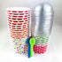 Worlds Paper Ice Cream Cups with Dome Lids - No Hole and Plastic Spoons, Polka Dot 4oz Mix 25 Set